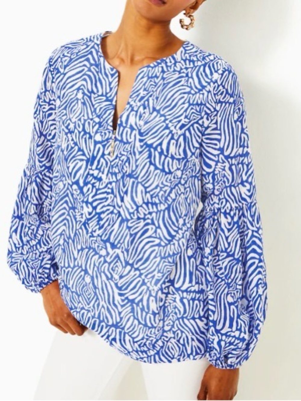 New! Lilly Pulitzer Women's Laurelie Top, Martinique Blue Zee Bebe 4 - Picture 3 of 8